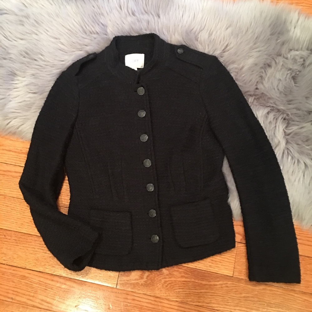 Loft Ann Taylor jacket military style navy blue 8p